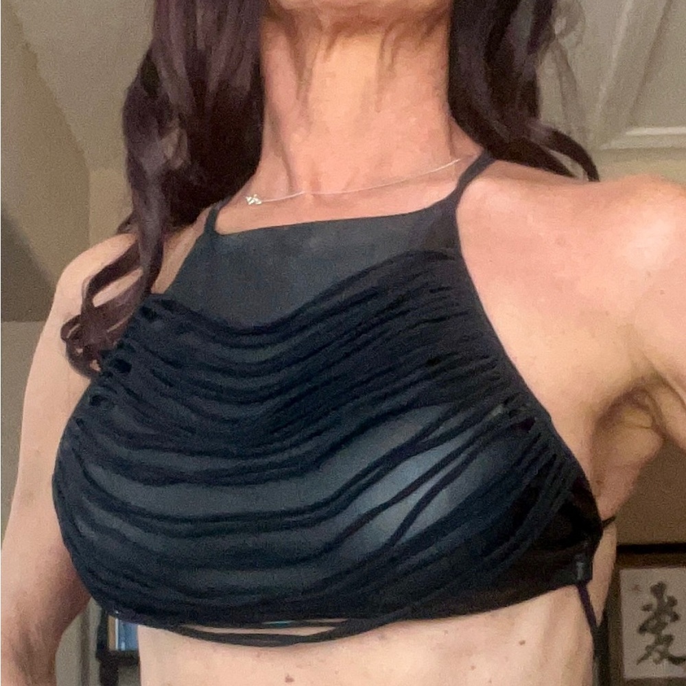 Black pleather bikini top.